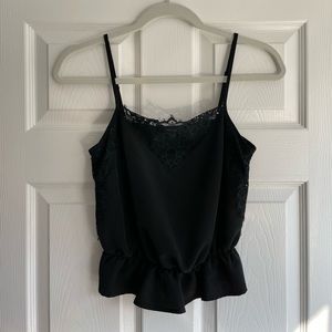 Dainty Black Lace Trim Top